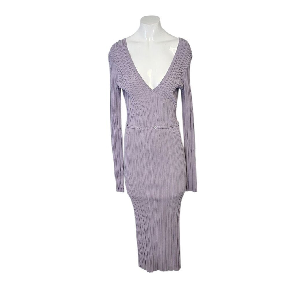 Revolve LPA Delaire Button Off Midi Dress, Dusty Purple, Stretch, Ribbed, Size L